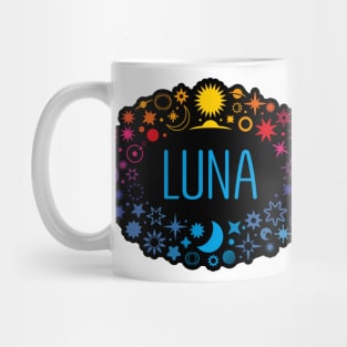 Luna name surrounded by space Mug